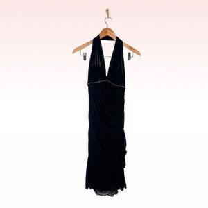 YNES 90s Crystal Halter Black Dress (Sz S)